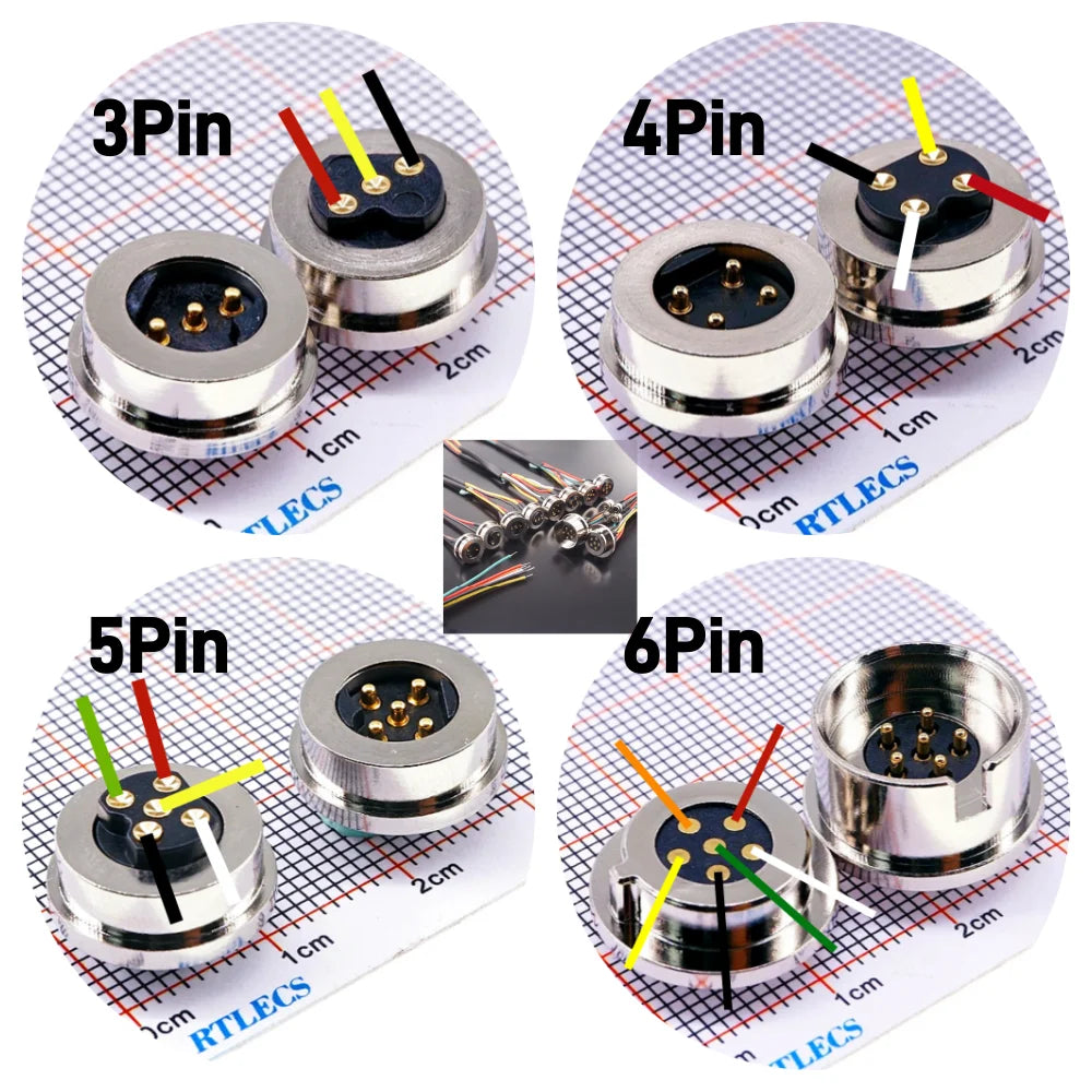 Magnetic Circular PogoPin Connector 2A Male Female Metal Spring Loaded 1/2/3/4/5/6 Pin DC Power Charger Wire JST SM Gold Plated