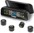 Tire Pressure Monitoring System with Solar Charge LCD Display Real TimeTPMS with 4 External Sensors For Car RV SUV MPV Truck