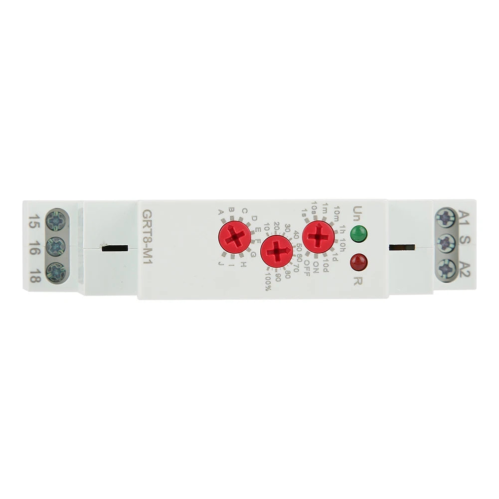 2Pcs GRT8-M1 Multifunctional Delay Time Relay with 10 Functions DIN Rail Mount AC/ 12V~240V Multifunctional Delay Time Relay