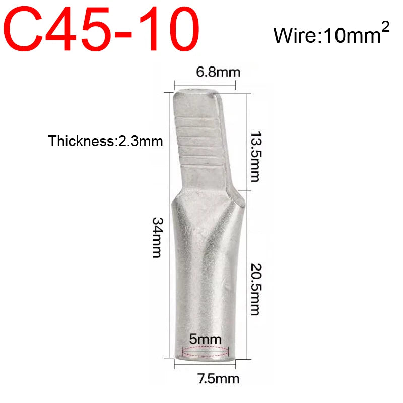 C45 4/6/10/16/25/35/50/70/95mm2 Cable Wire Copper Circuit Breaker Lug Insert Needle Pin Plug Cord End Connector Crimp Terminal