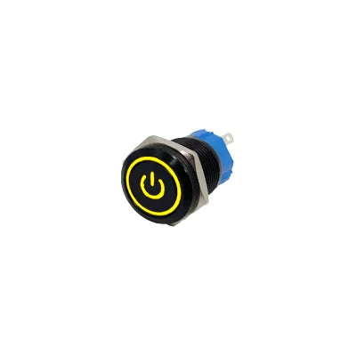 Black Metal Push Button Switch Start Stop 12/24/220V 16/19/22mm Connected LED Backlit Rocket Power Controller Momentary/Latching