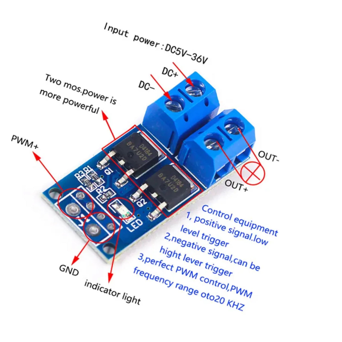 MOSFET Trigger Switch Drive Module PWM Regulator 15A 400W 5V-36V for Arduino Motor Control Board Electronic Switch High Power
