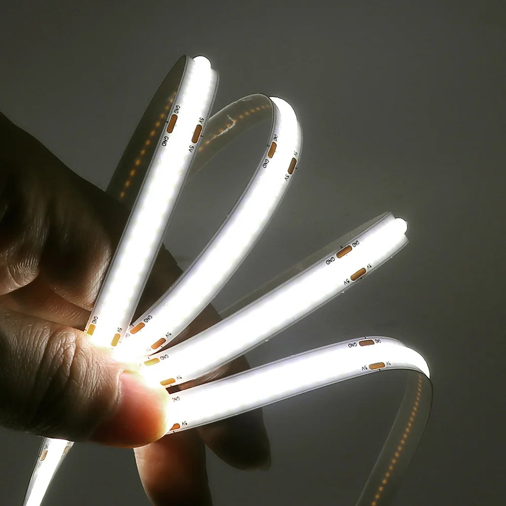 New 5V USB COB Strip Light 320Leds/m Warm Natural White Cabinet Lamp Night Lighting Flexible LED Ribbon Stripe DC5V TV Backlight