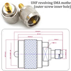 SMA to UHF PL259 SO239 RF Coaxial Adapter Converter Kit 50 Ohm Low Loss Connector for Amateur Radio WiFi/Antenna/Signal Booster