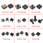 SMD DIP Micro Momentary Tact Switch Self-reset Push Button Micro Switch Assortment Kit for Car Remote Control Tablet