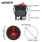 20mm Round Rocker Switch Square Base Black/Red 6A 250V DPDT Power Switches