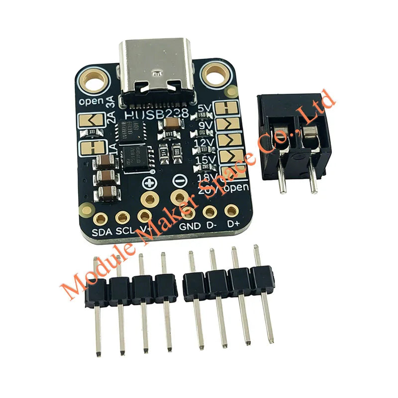 HUSB238 USB C PD Trigger Board I2C Configurable PD Sink Module 5V to 20V 5A 100W USB Type C Power Delivery Breakout