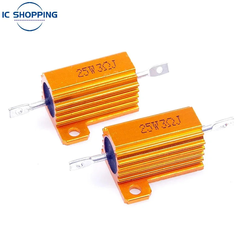 2PCS 10W 25W RX24 Aluminum Power Metal Shell Case Wirewound Resistor 0.1~10K 0.1 0.2 0.3 1 2 68 10 20 100 200 500 1K 10K Ohm