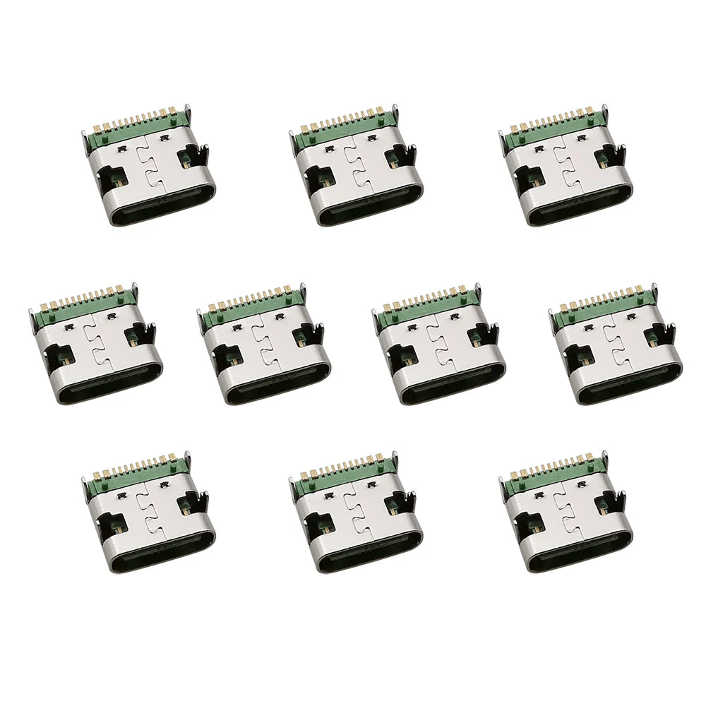 10Pcs Type C Jacks 16 Pin USB 3.1 Charging Dock Connectors 20V 5A USB-C  Female Sockets DIP PCB Mount Repair Port Type-C Adapter