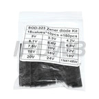 15Values*10Pcs 3V 3.3V 4.7V 5.1V 5.6V 7.5V 150Pcs 15 Values Zener Diode Kit SOD-123 1206 SOD-323 0.5W Zener Diode SMD Package