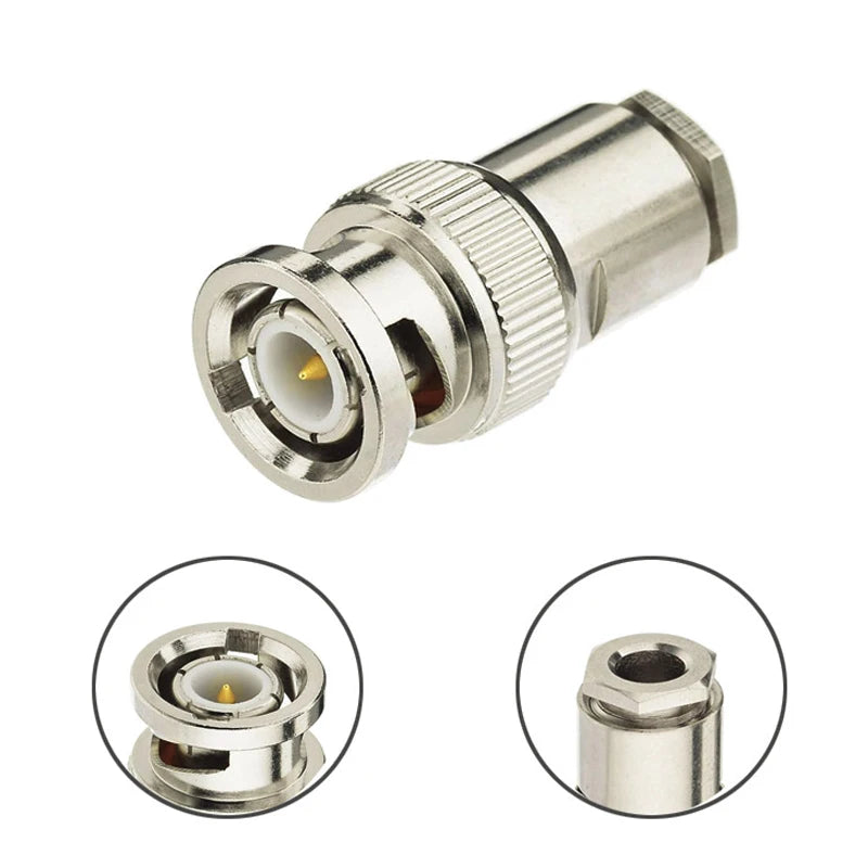 1Pcs BNC Male Plug Clamp RG58 RG142 LMR195 RG400 Cable RF Coaxial Connector Wire Terminals