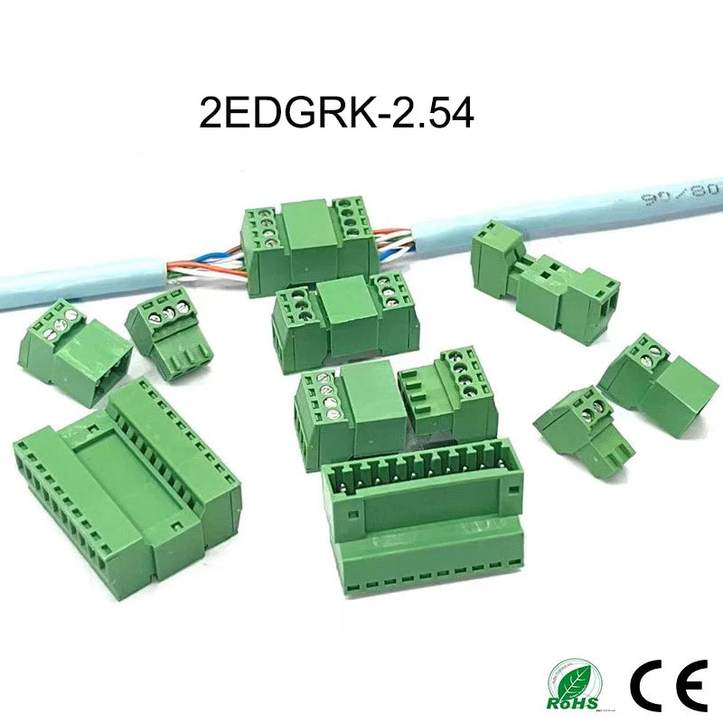 2.54mm 2EDGRK 15EDGKP 2P/3P/4P/5P/6P/8P/12P-16PIN Female Male Solderless Docking Type PCB Plug Wire Terminal Block Connector