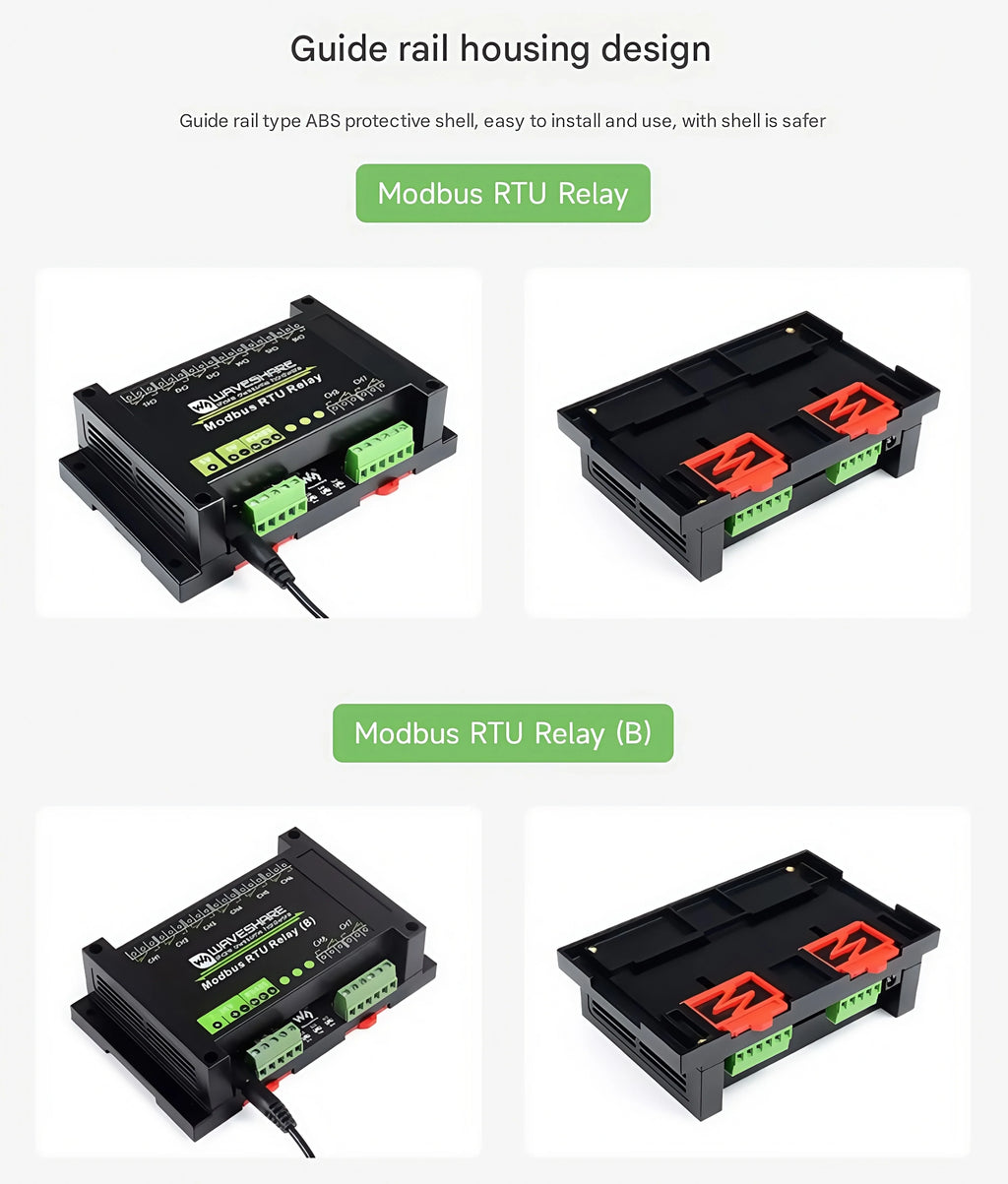 Waveshare Industrial Modbus RTU Relay Module with 8/16/32-channel RS485 interface and isolation