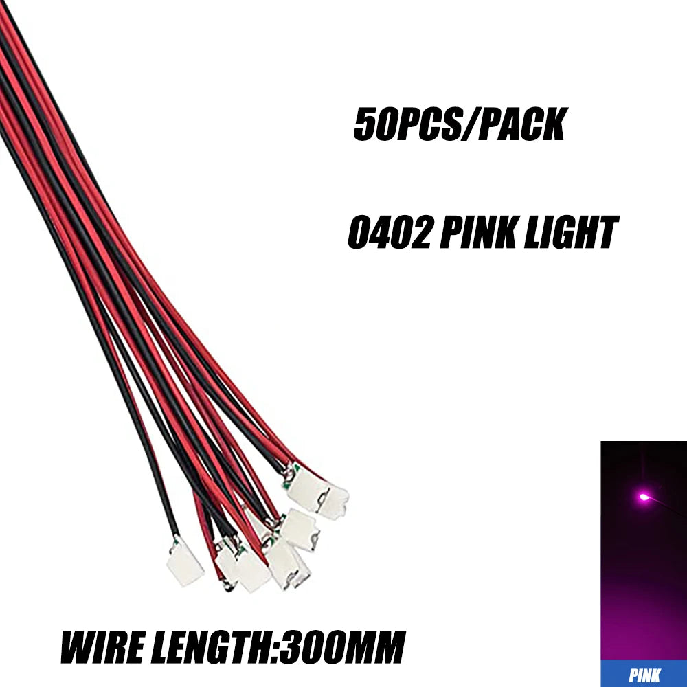 0402 0603 SMD Lamp Wired Micro Led Pre-Soldered Micro Litz Wired Chip 30cm 3V Railway Model Scenes 50pcs/Lot
