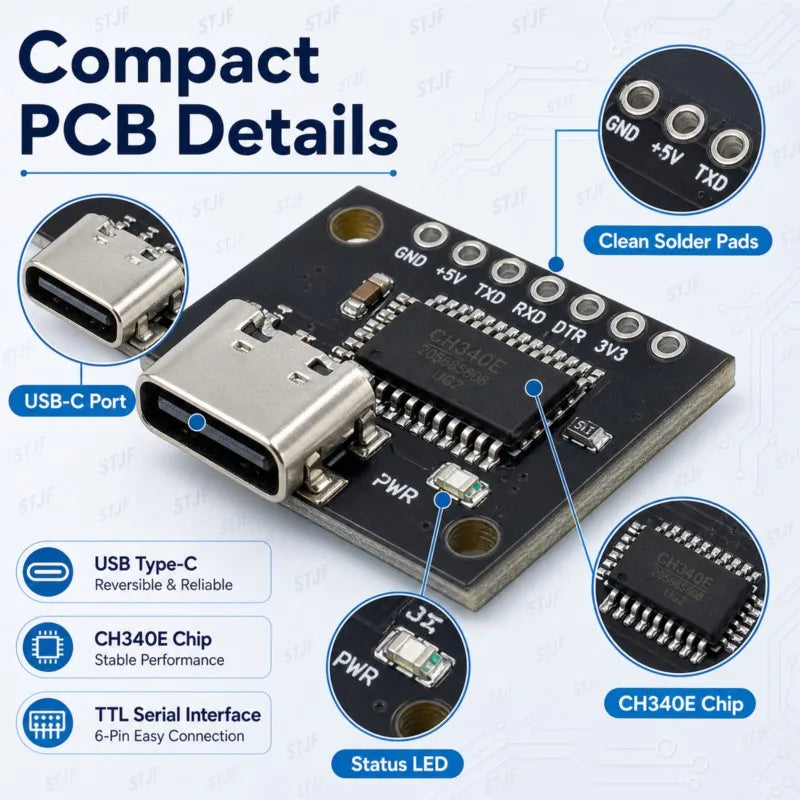 CH340N /CH9340C USB 2.0 To TTL Module Alternative CP2104 CP2102 PL-2303HX HT42B534 FT232RL CH340E Supprt linux/mac/windows OTG