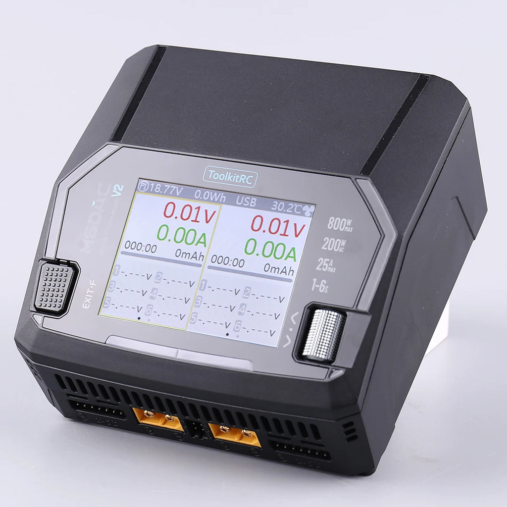 ToolkitRC M6DAC PRO V2 Dual Channel Smart Lipo Battery Charger Discharger AC 200W DC 800W 16A for 1-6S LiHV LiPo PD65W FPV Drone