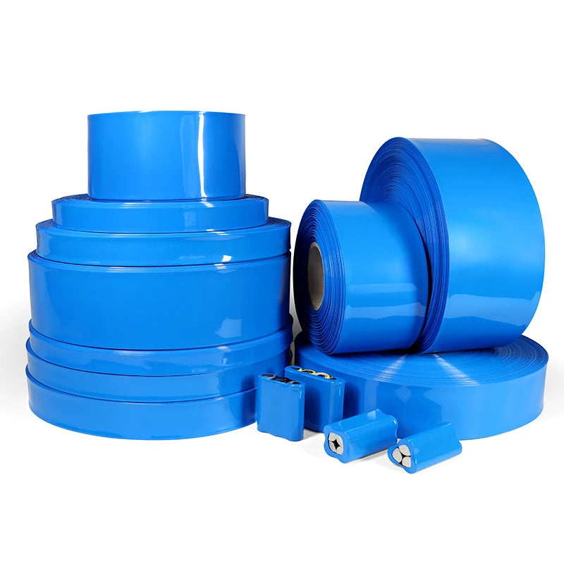 Width 17mm ~ 200mm Blue PVC Heat Shrink Tube 18650 Battery Wrap Battery Pack Insulated Cable Protector Sleeve Lithium Film Case