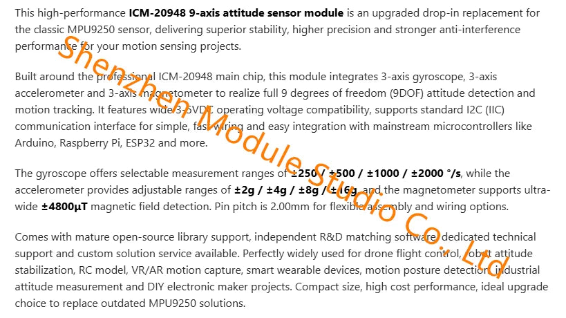 1PCS ICM20948 9-Axis Attitude Sensor Module Replace MPU9250 High Precision Gyroscope Accelerometer Magnetometer