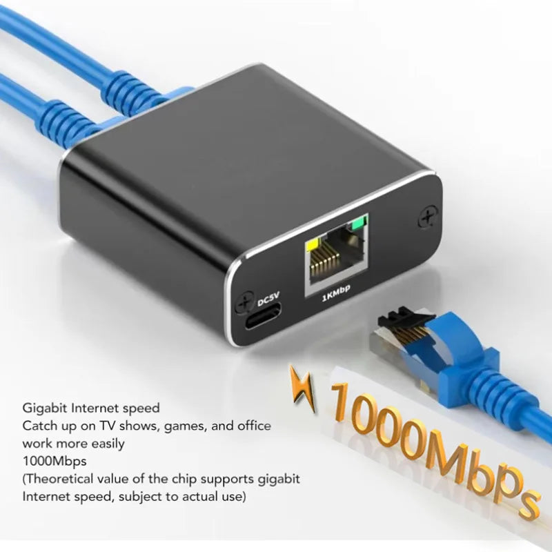 RJ45 Splitter 1 to 2 Ethernet Adapter Internet Network Cable Extender RJ45 Gigabit Connector Coupler for PC TV Box Router Cat6