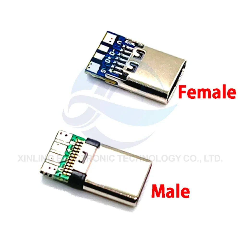 USB 3.1 Type C Male/Female Connectors Jack Tail 24pin USB Male Plug Electric Terminals Welding DIY Data Cable Support PCB Board