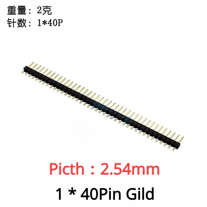 10PCS 1X40 Pin Single Row MALE 2.54MM PITCH 11MM/15MM/17MM/21MM/25MM LONG PIN Header Connector Strip 1X40pin 1*40 40P 40Pin