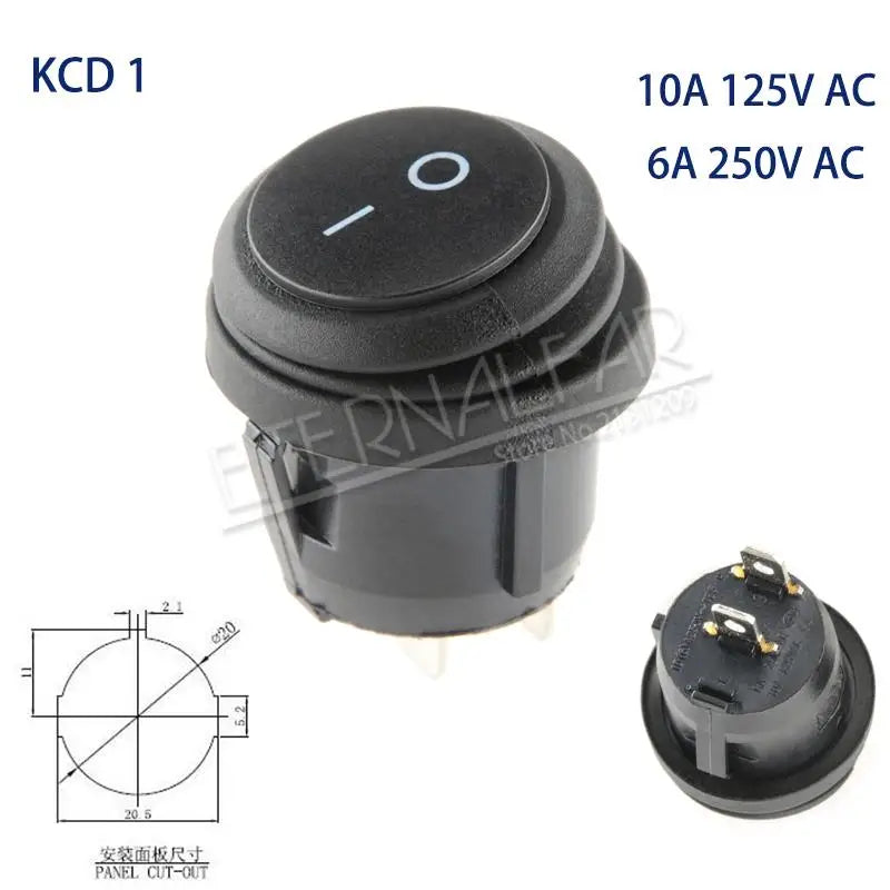 KCD1 KCD2 KCD4 KCD6 On Off 10A 16A 20A 125V 250V AC Heavy Duty DPST Sealed Waterproof Auto Boat Marine Toggle Rocker Switch with