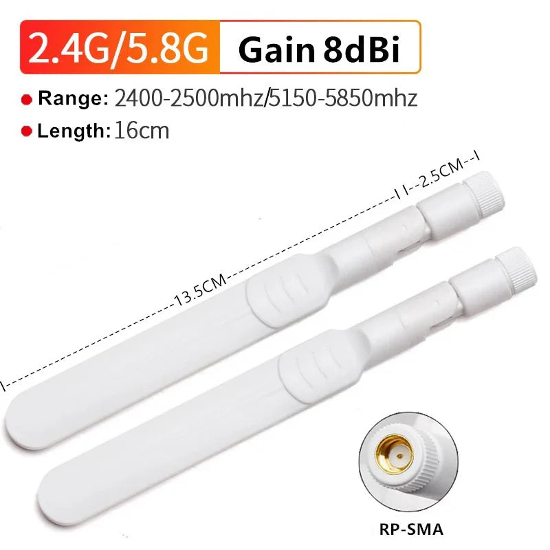 2pcs 8dBi Dual Band WIFI Antenna 2.4G 5G 5.8G SMA Male Universal Aerial Amplifier WLAN Router Singal Booster
