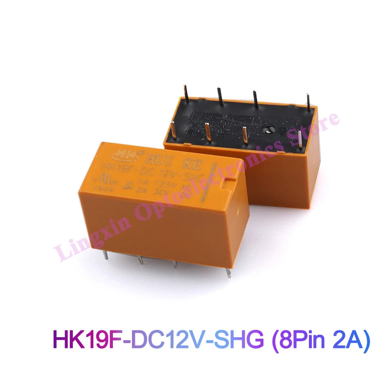 20PCS/Lot Signal Relay HK19F -DC  3V 5V 6V 9V 12V 24V-SHG Relays HK19F-DC12V-SHG HK19F-DC24V-SHG 8PIN 2A 2 Open 2 Closed 4078