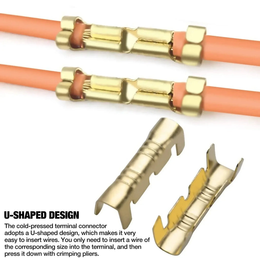 Copper Electrical Wire Connectors Set U-Shaped Crimp Terminals for Fast Wiring Cable Lock 0.5-1.5mm² with Heat Shrink Tube Kits