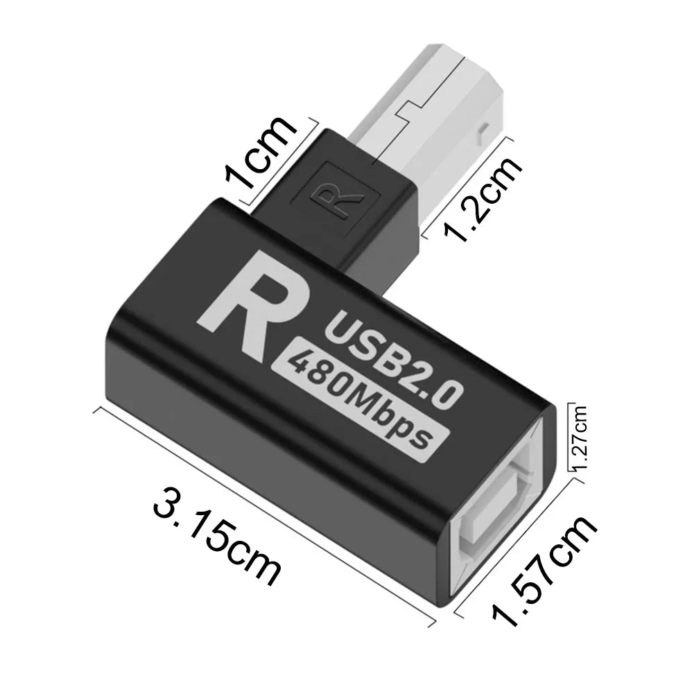 Elbow USB2.0 Printer Adapter USB Type B Male to Female For Printer Hard Drive Base Fax Machine Scanner USB 2.0 Printer Adapter