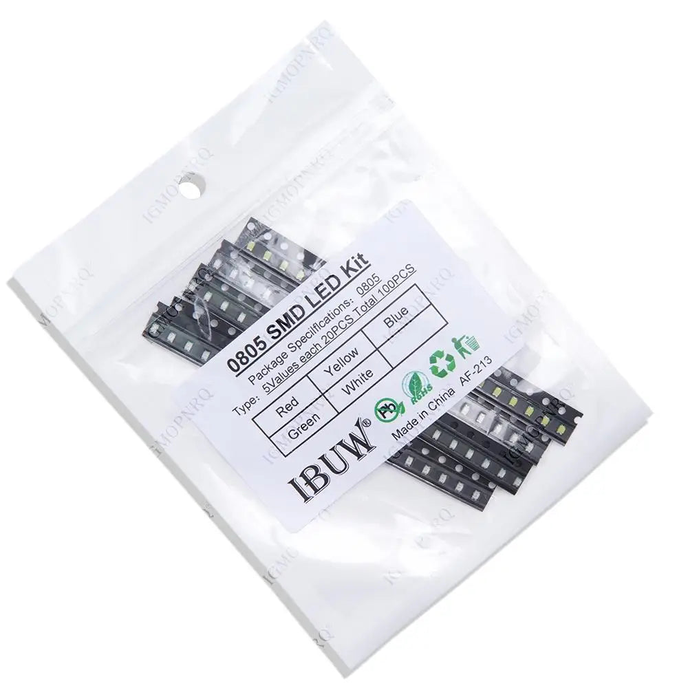 5Colors *20pcs=100Pcs/Lot 0805 SMD LED Kit White Red Yellow Green Blue Light Emitting Diode set IGMOPNRQ