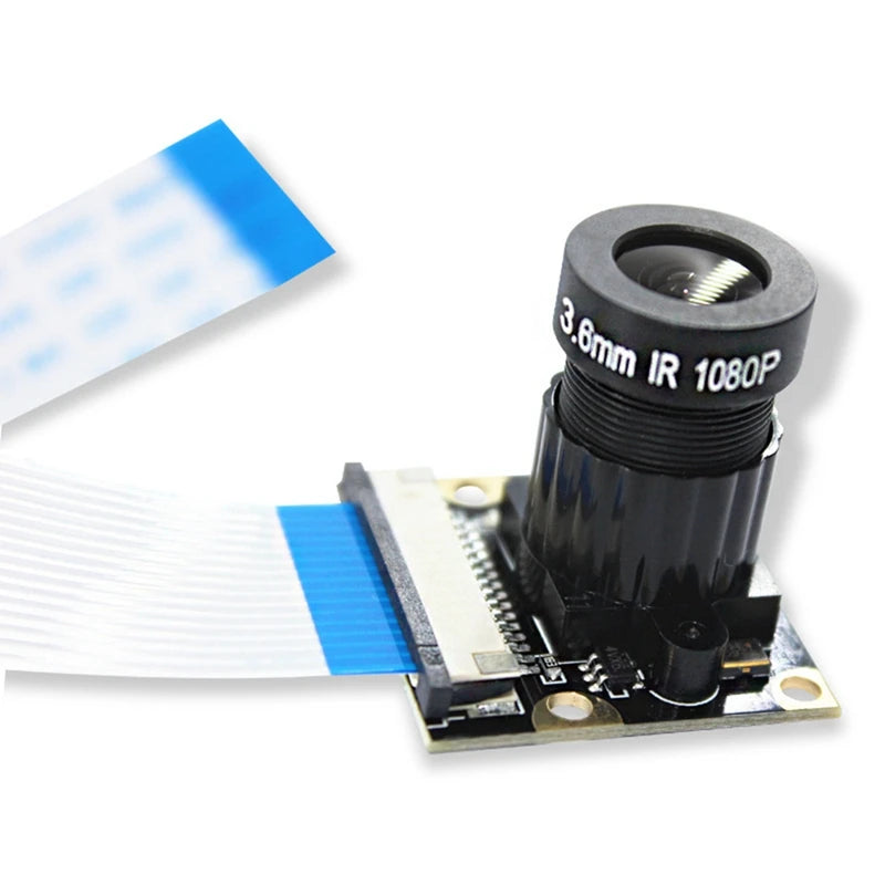 5MP OV5647 Camera Module Non-Night Vision Version Black For Raspberry Pi 75 Degree 3.6Mm Adjustable Focus 1080P HD Webcam