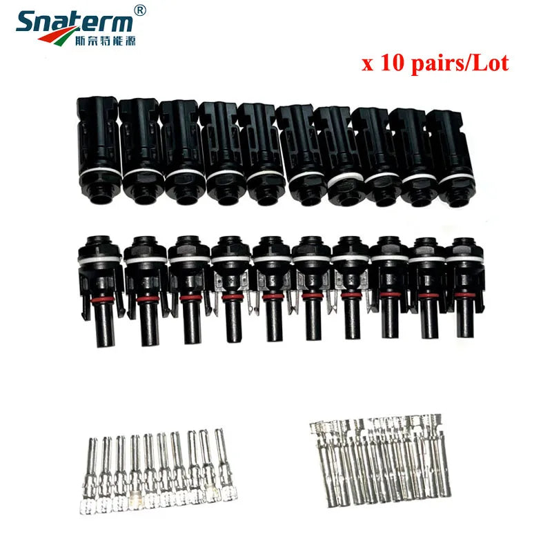 10 pairs/ Solar Photovoltaic Connector Male Female Solar Panel Waterproof Plug and Tool For Inverter M12 Thread 1000V 30A Cable