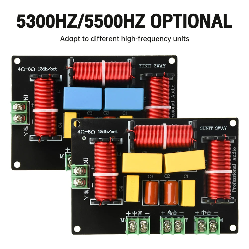 200W Crossover 3 Way Home Theater Treble Bass Audio Sound Speaker Amplifier Frequency Divider Filter 3 Way Crossover