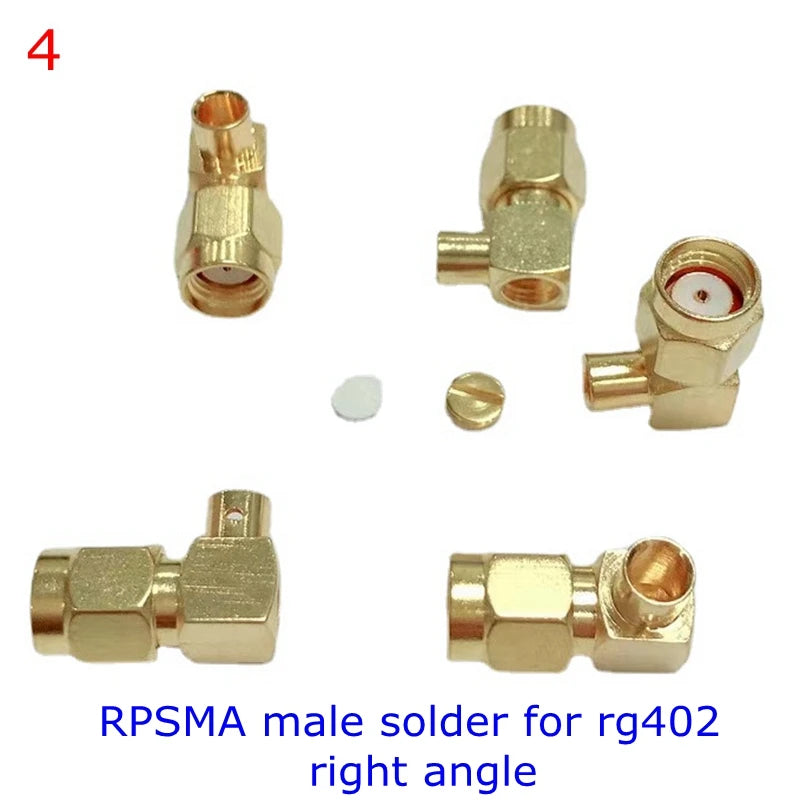 10pcs/lot SMA Male RF Connector RP-SMA Male Jack Plug 90 Degree Right Angle Center Solder Semi-Rigid for RG402 Brass Gold Plated