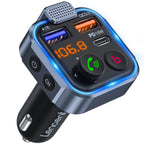 LENCENT FM Transmitter Wireless Bluetooth 5.0 Handsfree Car Kit with Type-C PD 20W+ QC3.0 Fast USB Mp3 Player