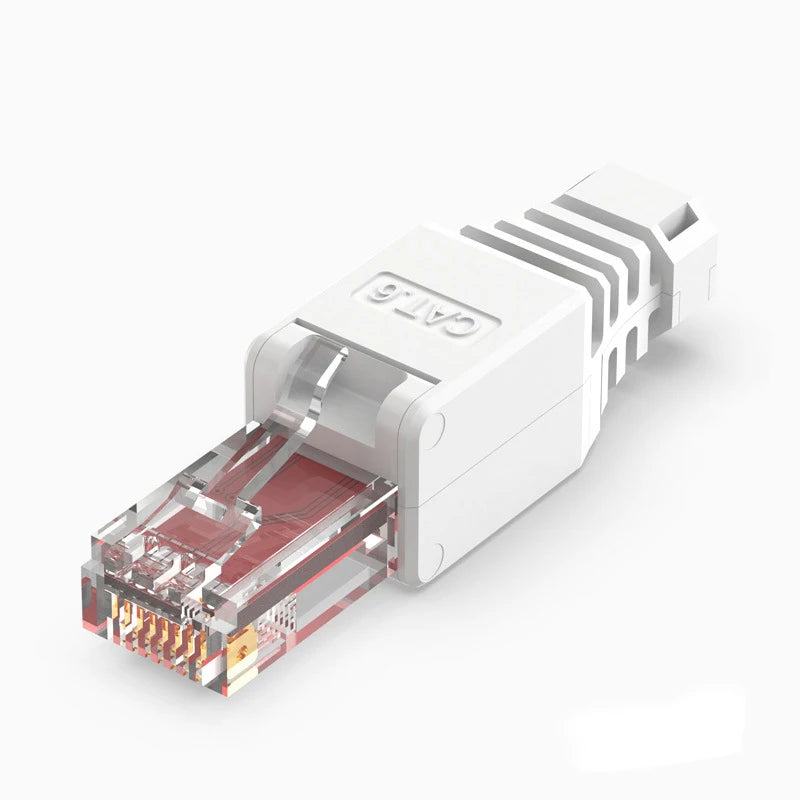 RJ45 Cat8 Cat7 Cat6 Toolless Field Termination Plug, Shielded (STP), Modular RJ45 Male Connector