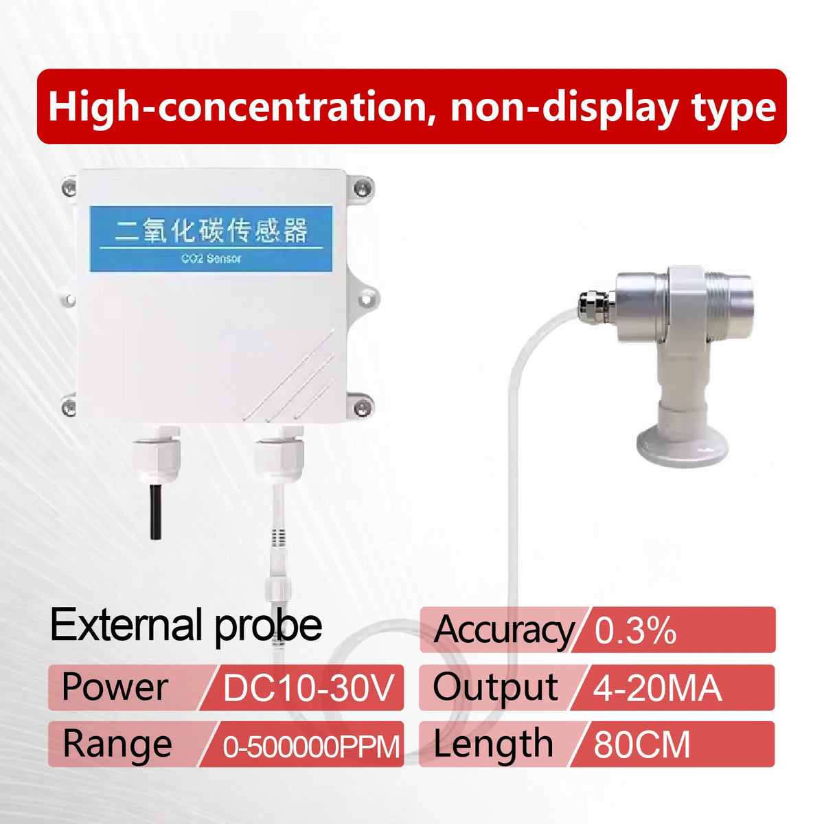 QT-10 CO2 Transmitter NDIR Carbon Dioxide Sensor RS485 4-20mA 0-5V 0-10V 10-30VDC IP65 for Greenhouse HVAC Factory