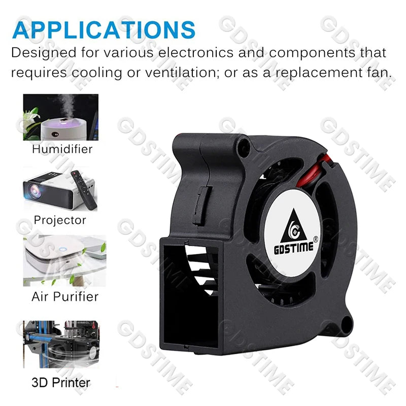 Gdstime 5015 24v Fan 4010 Snail Fan 2PIN DC 5V 12V 3D Printer Mini Fan 7015 7530 Cooling Fan 3010 5020 Turbo Fan Radial Cooler