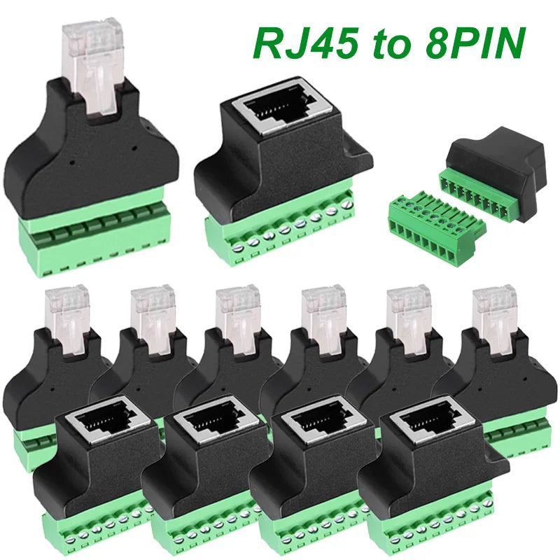 RJ45 Male To Adaptor RJ45 Female To 8 Pin RJ45 Connector with Screw Terminal for DVR CCTV Accessories