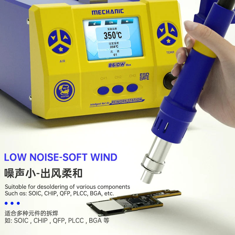 2026 MECHANIC 861DW Max Lead-free Digital Display Heat Gun 1000w High-power Adjustable Temperature Desoldering Station