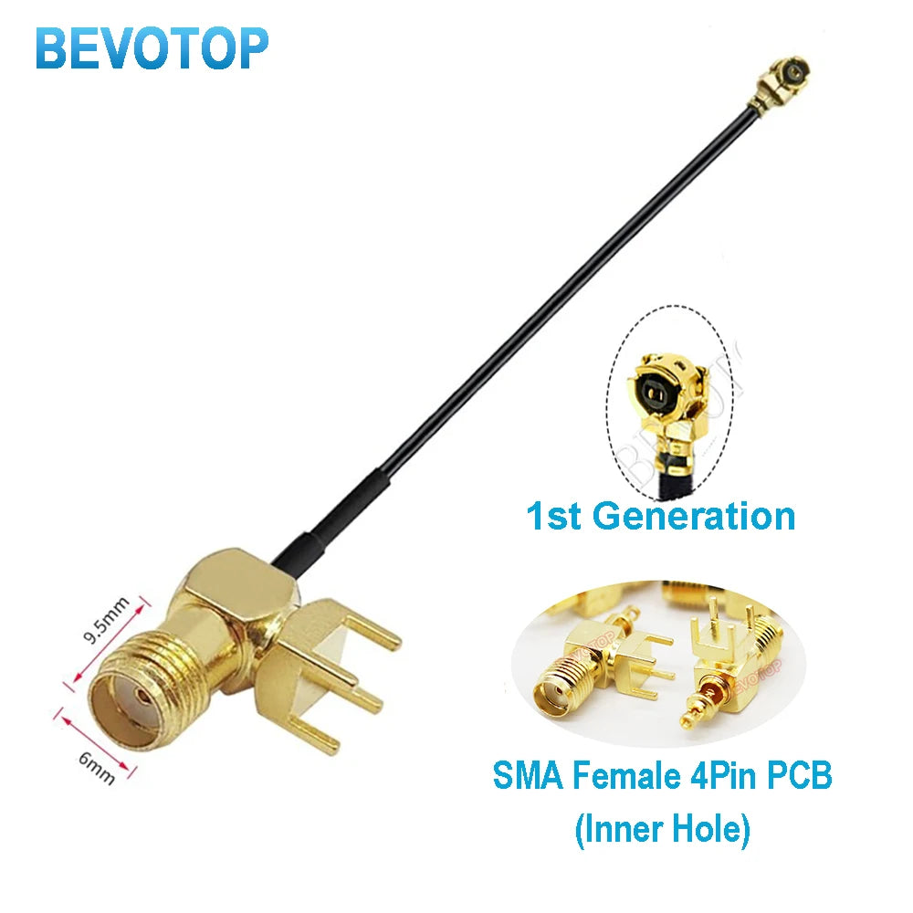 10PCS SMA to IPX RF1.13 Cable 4Pin PCB RP SMA/SMA Female to u.FL IPX-1 Female Connector RF1.13 WIFI Antenna Extension Jumper