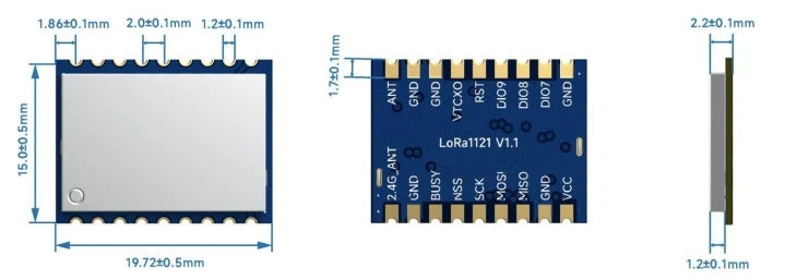 2pc/lot LoRa1121 FCC / CE Certified 5Km Long Distance LR1121 Chip Sub-GHz 2.4GHz S-band Multi-Band LoRa Module
