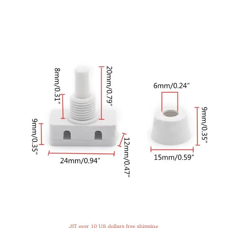 Mini Power Switches ON/OFF Push Button for Home Lamps Industrial Field AC250V 10A 2 Pins Latching Pressure