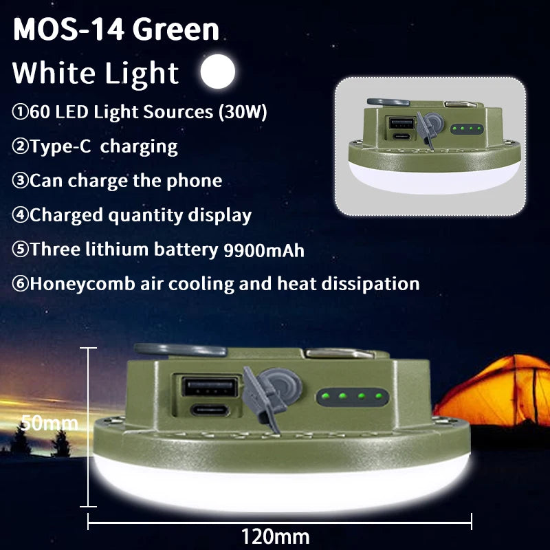 MOSLIGHTING 9900mAh Camping Light Portable Rechargeable Multifunctional LED Flashlight Fishing Emergency Maintenance Tent Lamp