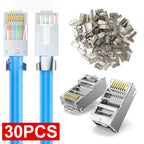 CAT6 CAT7 CAT5 RJ45 Shielded Connectors Pass Through Modular Plug Network UTP 50μ Gold-Plated 8P8C Crimp End for Ethernet Cable