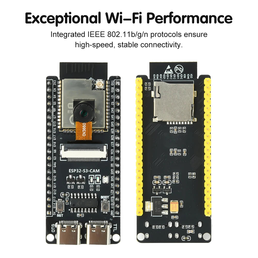 ESP ESP32-S3 CAM WiFi Bluetooth Development Board Module onboard ESP32-S3 N16R8 dual TYPE-C OV2640 /OV5640/OV3660 Camera