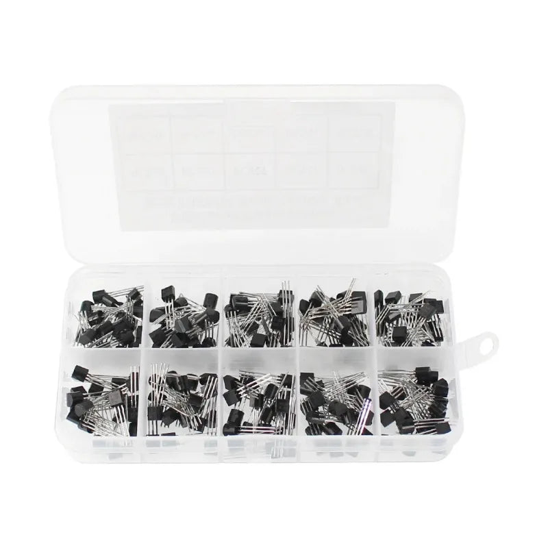 200/480/840pcs TO-92 Transistor Kit Assortment Box BC547 BC327 BC337 2N2222 3906 C945 PNP/NPN Transistors Set Electronics Kit