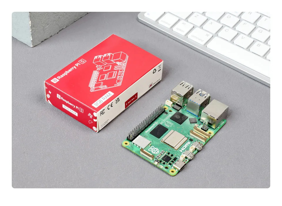 Raspberry Pi 5, Options for RAM, BCM2712 Processor, 2.4GHz Quad-Core 64-bit Arm Cortex-A76 CPU, Built Using RP1 I/O Controller D