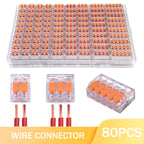 20/80pcs Box Electrical Lever Wire Connectors 2 Port 3 Port 5 Port Electric Cable Clamp Mini Quick Wire Terminal Connector